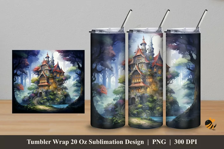 Fantasy House Tumbler Wrap Sublimation Design 5