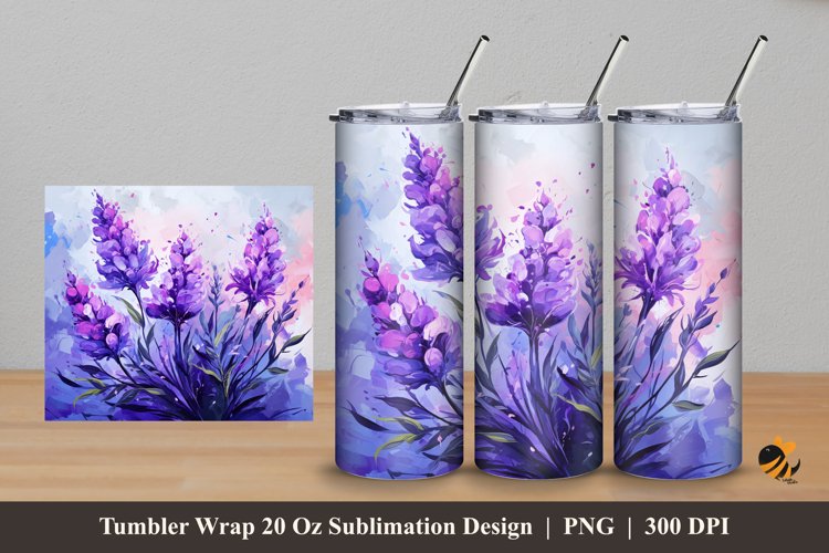 Painting Lavender Tumbler Wrap Sublimation Design 5