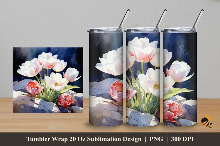 Nature Tulip Tumbler Wrap Sublimation Design 5