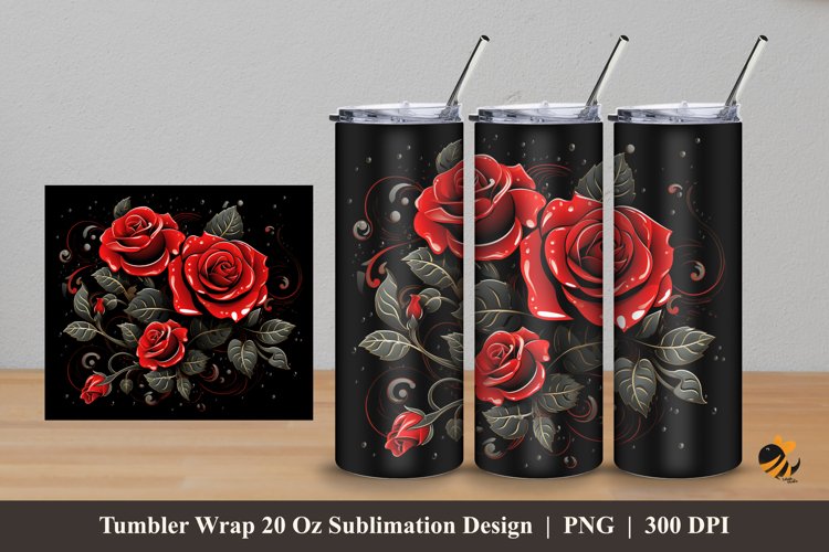 Rose Flowers Tumbler Wrap Sublimation Design 5