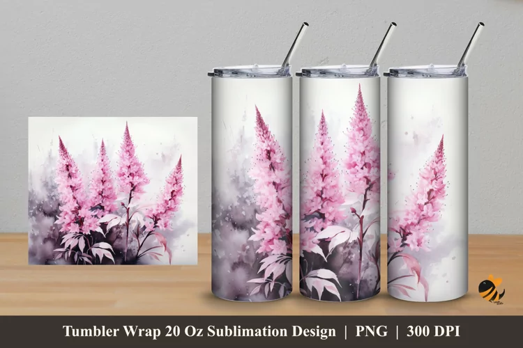 Astilbe Flower Tumbler Wrap Sublimation Design 5