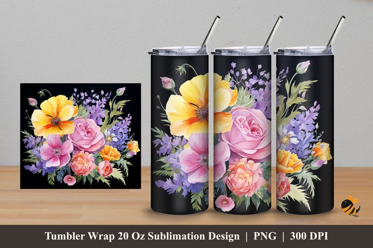 Black Background Tumbler Wrap Sublimation Design 5 example image 1
