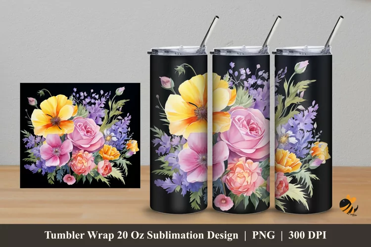 Black Background Tumbler Wrap Sublimation Design 5