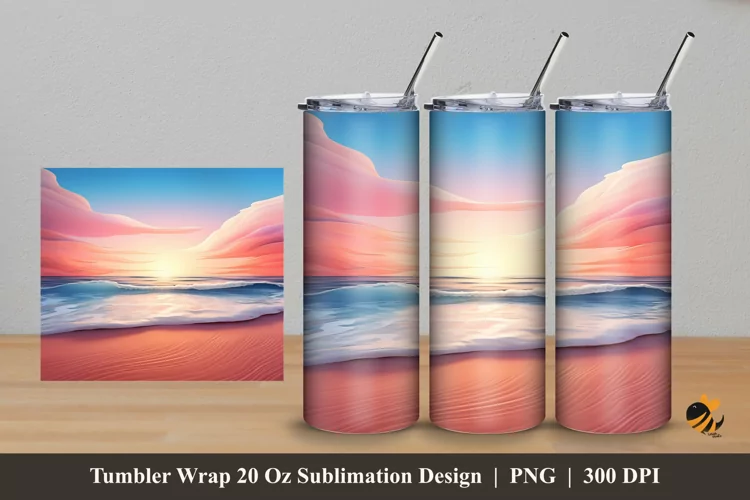 Twilight Painting Tumbler Wrap Sublimation Design 5