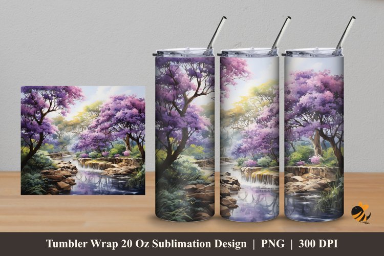 Wonderful Tree Tumbler Wrap Sublimation Design 5 example image 1