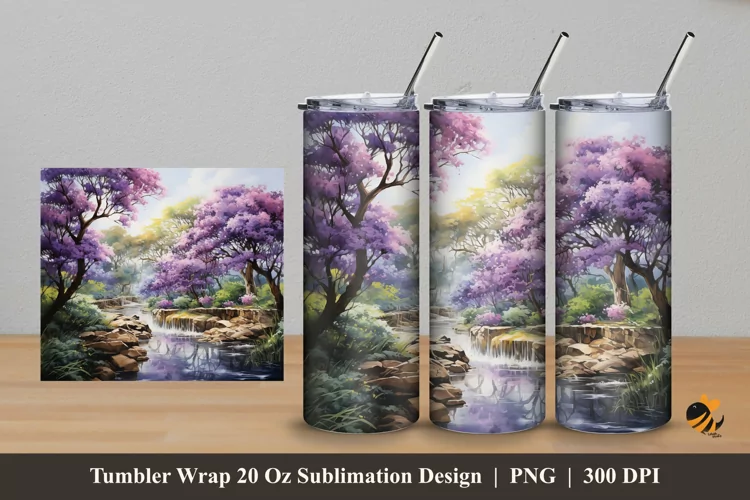 Wonderful Tree Tumbler Wrap Sublimation Design 5