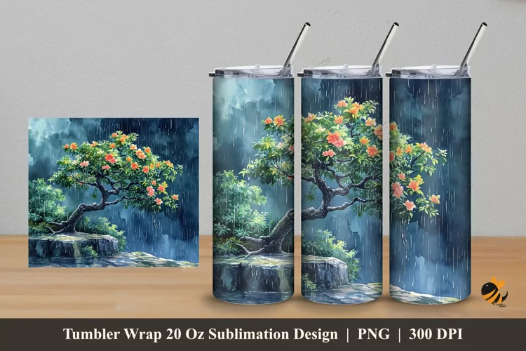 Beauty of Rain Tumbler Wrap Sublimation Design 5