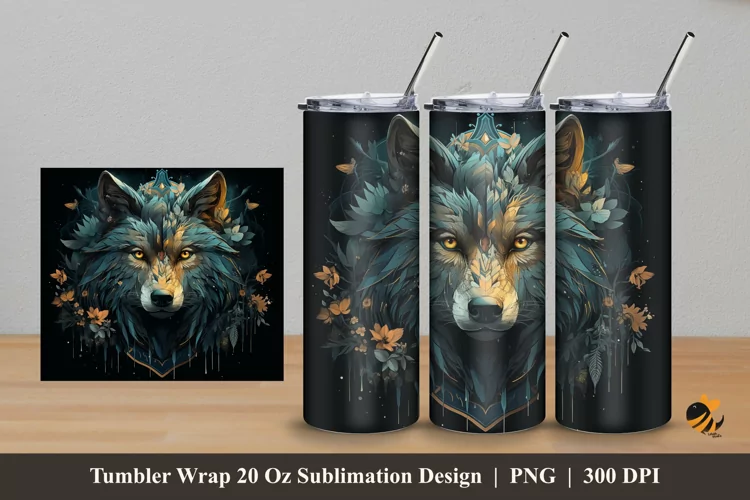 Wolf King Tumbler Wrap Sublimation Design 5