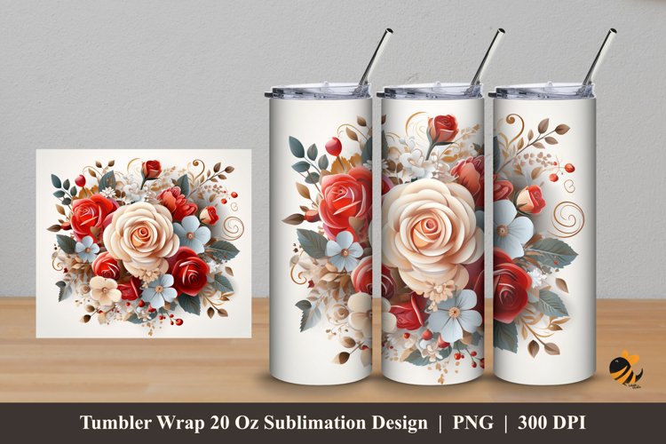 Beauty Floral Bouquet Tumbler Wrap Sublimation Design 5
