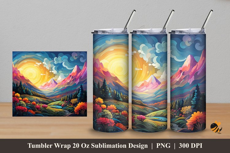 Vibrant Hill Tumbler Wrap Sublimation Design 5
