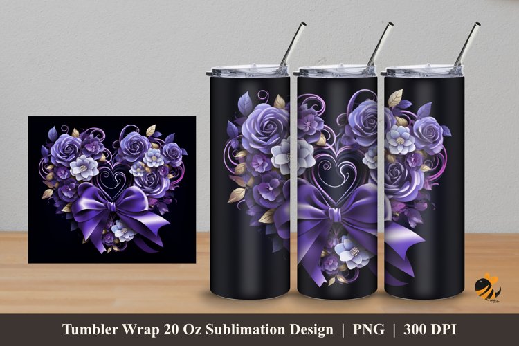 Luxury Rose Tumbler Wrap Sublimation Design 5 example image 1