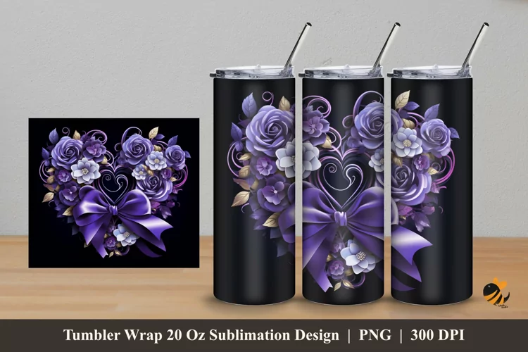 Luxury Rose Tumbler Wrap Sublimation Design 5
