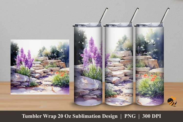 Wild Lavender Tumbler Wrap Sublimation Design 5 example image 1