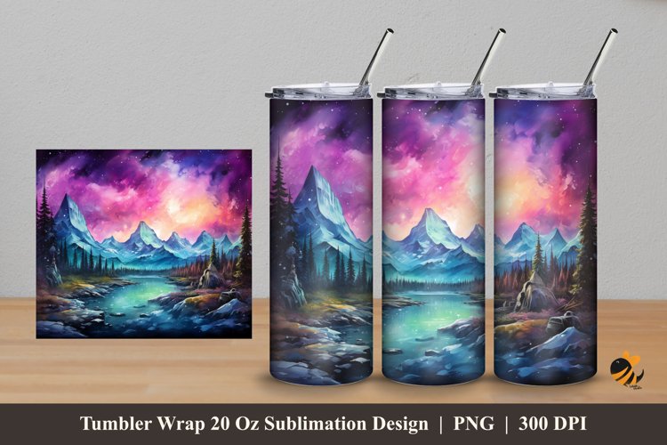 Mountain Panoramic Tumbler Wrap Sublimation Design 5