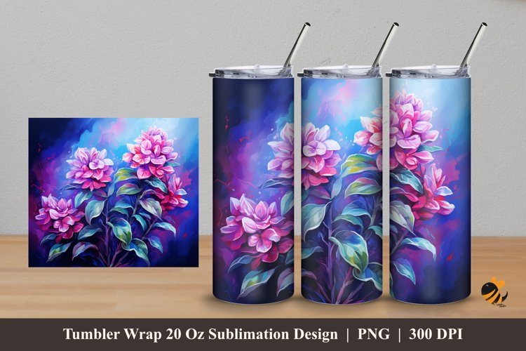 Oregano Flower Tumbler Wrap Sublimation Design 5 example image 1