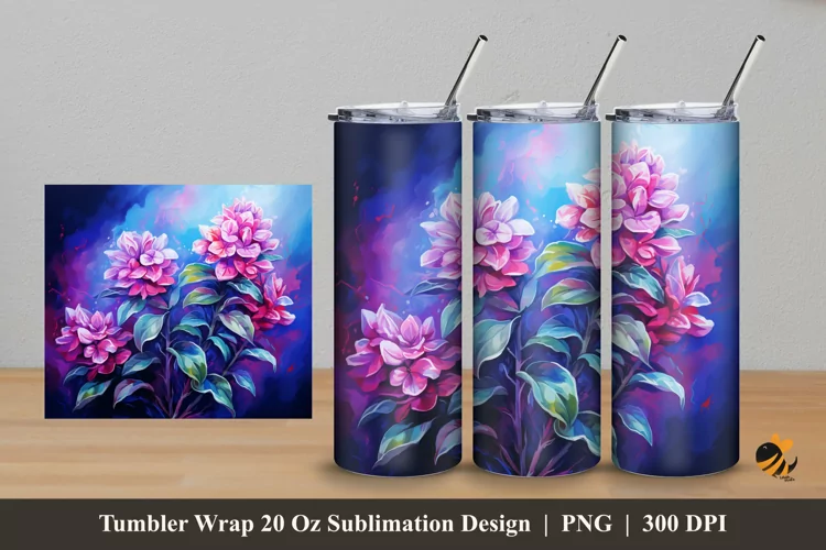 Oregano Flower Tumbler Wrap Sublimation Design 5