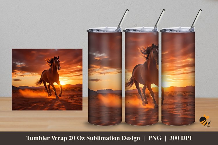 Wild Horse Tumbler Wrap Sublimation Design 5