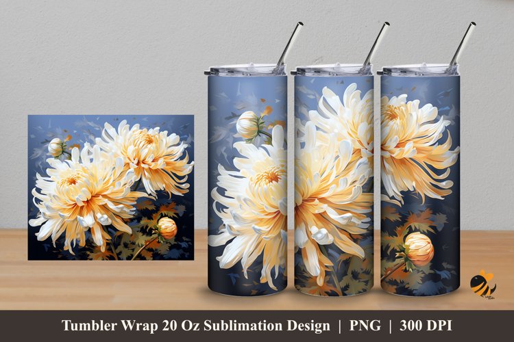 Realistic Blossom Flower Tumbler Wrap Sublimation Design 5