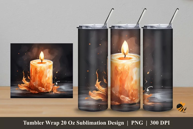 Valentine Candle Tumbler Wrap Sublimation Design 5