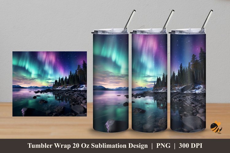 Aurora Panoramic Tumbler Wrap Sublimation Design 5