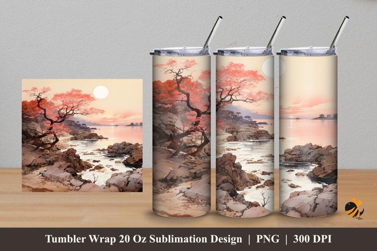 Evening Panorama Tumbler Wrap Sublimation Design 5 example image 1
