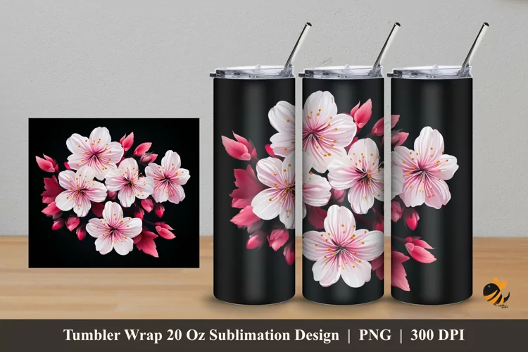 Blossom Flower Tumbler Wrap Sublimation Design 5