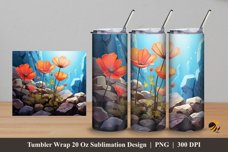 Celestial Blossoms Tumbler Wrap Sublimation Design 5 example image 1