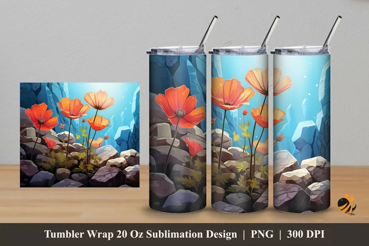 Celestial Blossoms Tumbler Wrap Sublimation Design 5