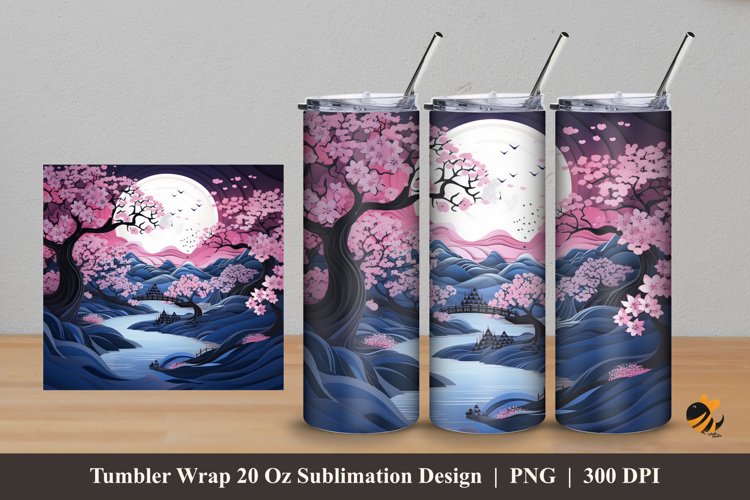 Lovely Panoramic Tumbler Wrap Sublimation Design 5 example image 1