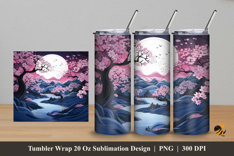 Lovely Panoramic Tumbler Wrap Sublimation Design 5