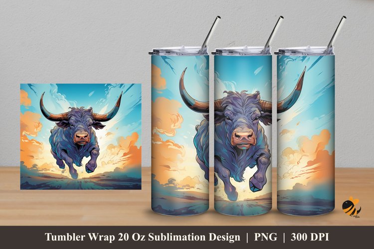 Bull Jumps Tumbler Wrap Sublimation Design 5