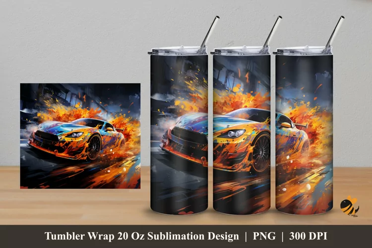 Street Car Tumbler Wrap Sublimation Design 5