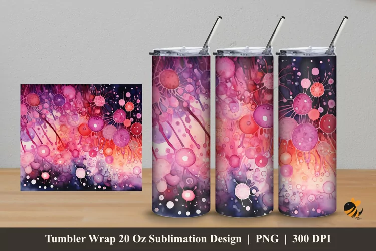 Painting Microorganisms Tumbler Wrap Sublimation Design 5