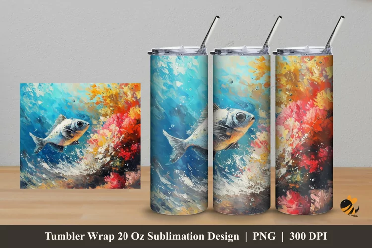 Moonfish Abstract Tumbler Wrap Sublimation Design 5