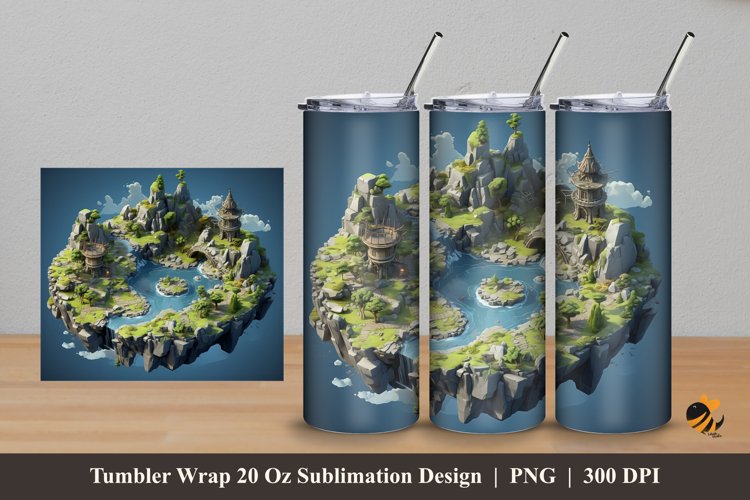 Beautiful Island Tumbler Wrap Sublimation Design 5 example image 1