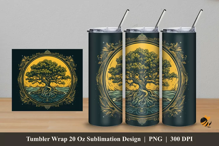 Handdrawn Mangrove Tumbler Wrap Sublimation Design 5
