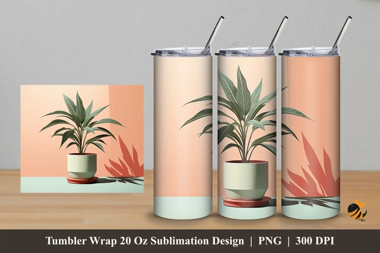 Plant's Pot Tumbler Wrap Sublimation Design 5