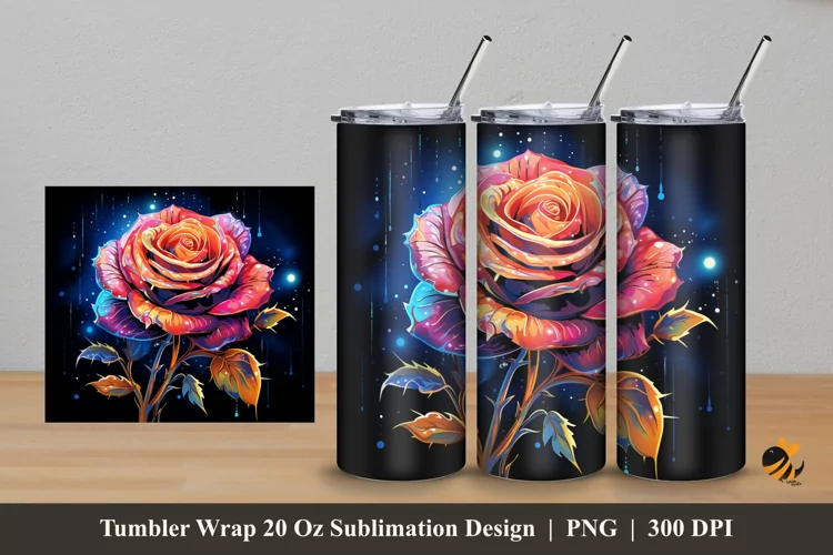 Rose Blink Effect Tumbler Wrap Sublimation Design 5