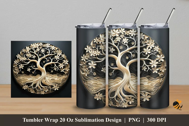 Circular Tree Tumbler Wrap Sublimation Design 5