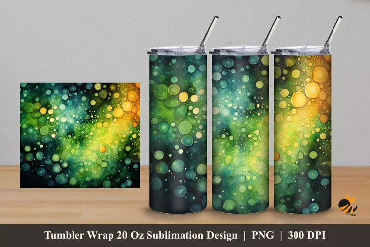 Watercolor Microorganisms Tumbler Wrap Sublimation Design 5