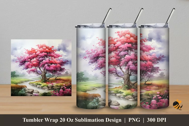 Beautiful Tree Tumbler Wrap Sublimation Design 5