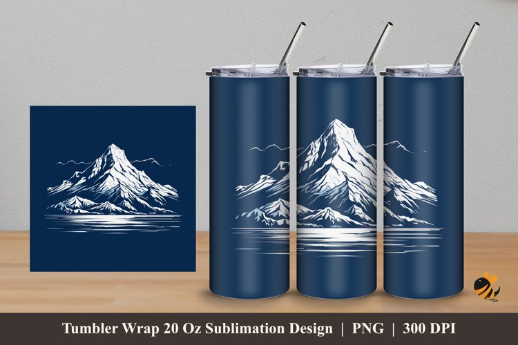 Handdrawn Mountain Tumbler Wrap Sublimation Design 5