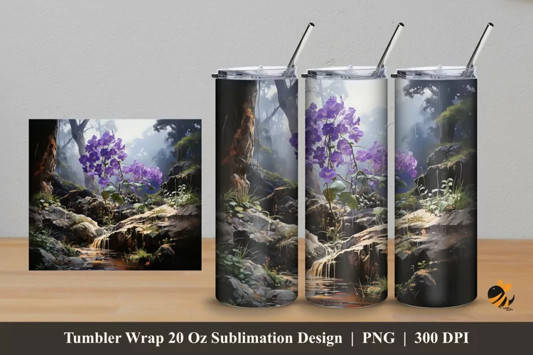 Futuristic Purple Tumbler Wrap Sublimation Design 5