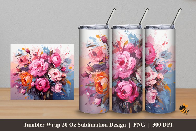 Bouquet Illustration Tumbler Wrap Sublimation Design 5