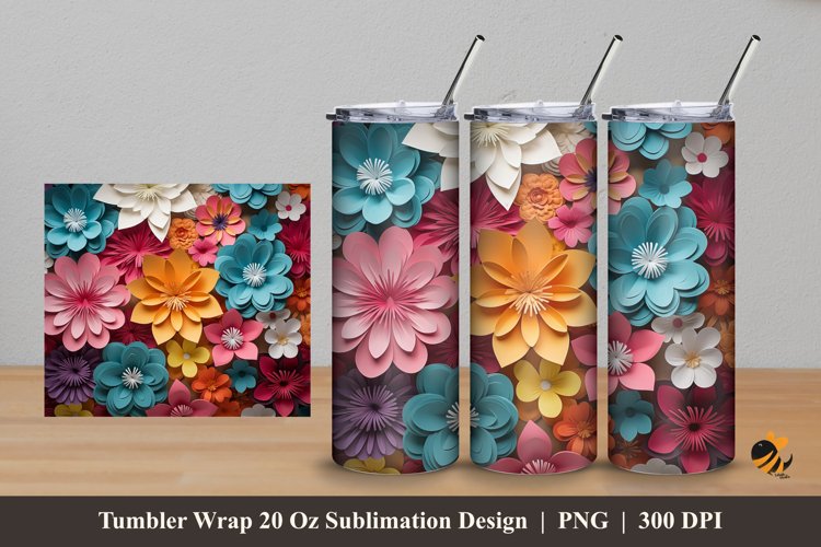 Creative Flowers Tumbler Wrap Sublimation Design 5