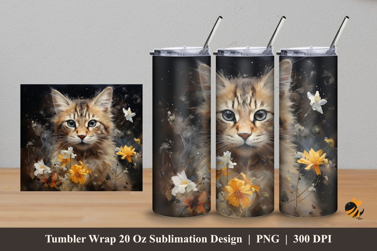 Cat Abstract Tumbler Wrap Sublimation Design 5