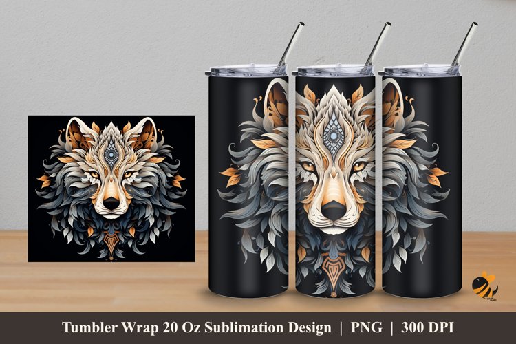 Wolf Art Tumbler Wrap Sublimation Design 5