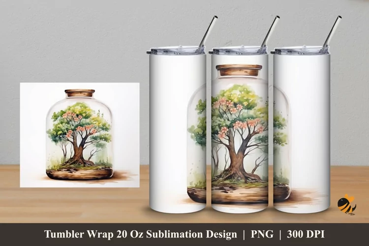 Mini Aquascape Tumbler Wrap Sublimation Design 5