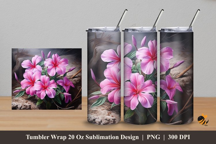 Hibiscus Violet Tumbler Wrap Sublimation Design 5 example image 1