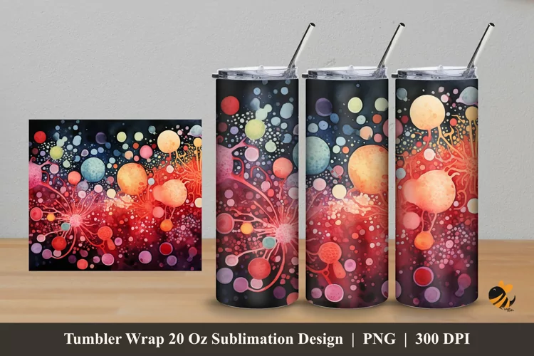 Multicolor Microorganisms Tumbler Wrap Sublimation Design 5